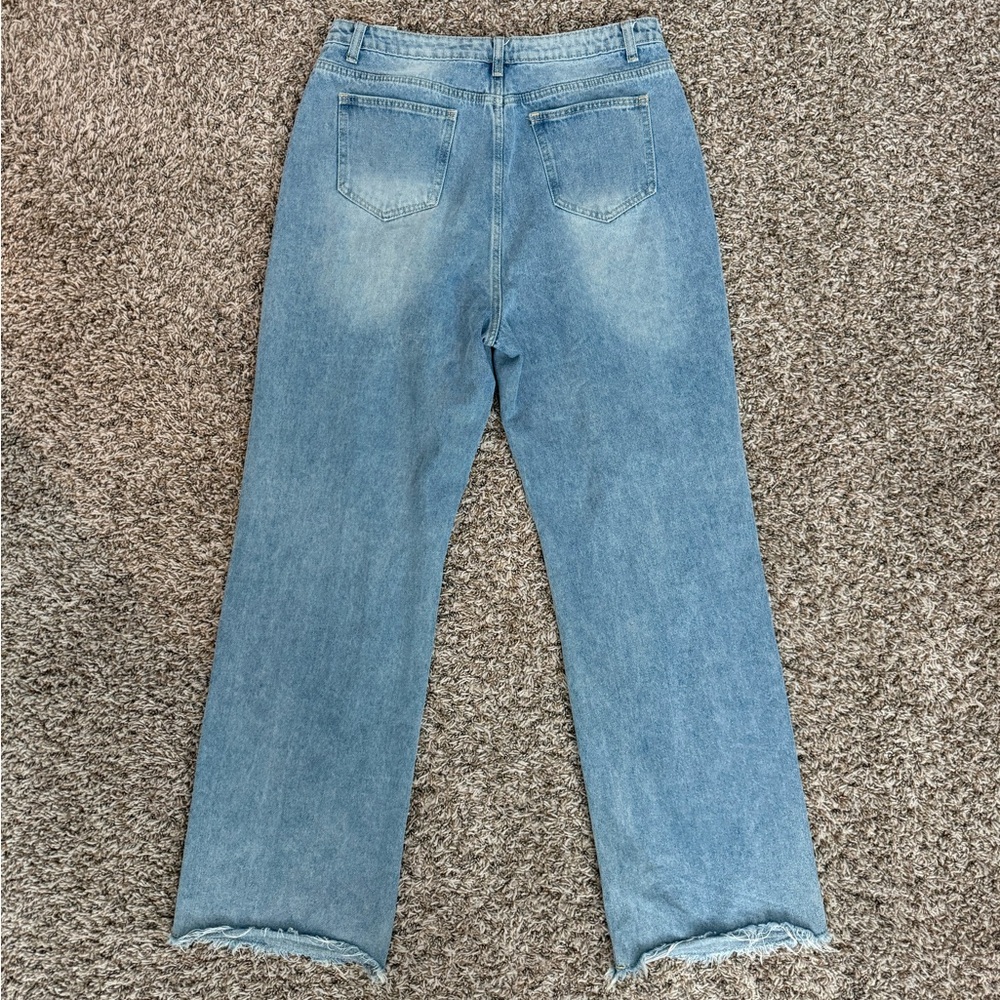 Light wash distressed wide leg jeans - Picture 5 of 8